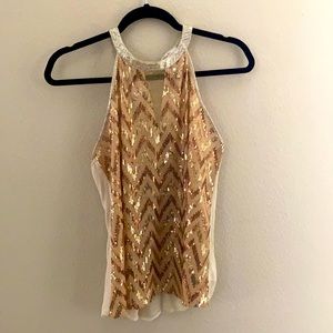 Miss Me halter top gold zigzag